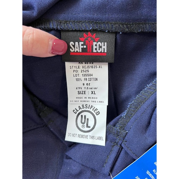 Saftech Utility FR Jumpsuit Long Sleeve Mens XL Navy Blue Full Suit A9 - Picture 4 of 10